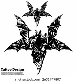 bat tattoo design vector illustration