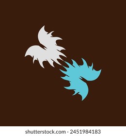 bat tattoo in gray and blue colors