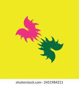 bat tattoo in pink and green colors