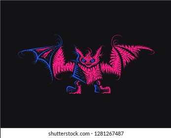bat tattoo - vector set illustration