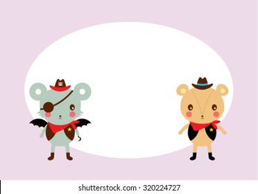 bat and teddy bear friend tag vector