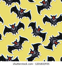 Bat texture, Halloween seamless pattern, spooky background. Vector illustration.