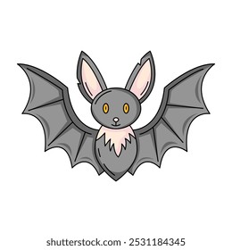 Bat, traditional Halloween mystic symbol, flying wild animal. Vector flat simple element, color illustration. For logo, sticker, print, web design, scrapbooking