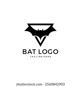 Bat With Triangle Logo Vector. Bat Icon