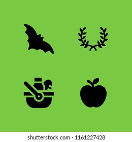  bat, two branches symbol of frame, food and picnic illustration for web and graphic design
