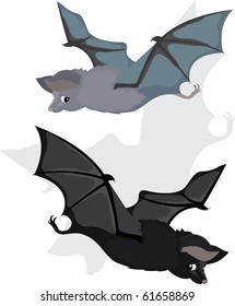 Bat in two variants,  cartoon