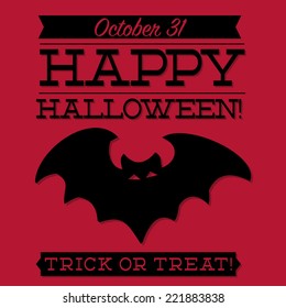 Bat typographic Halloween card in vector format.