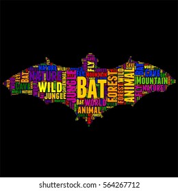 Bat Typography word cloud colorful Vector illustration