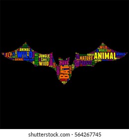 Bat Typography word cloud colorful Vector illustration