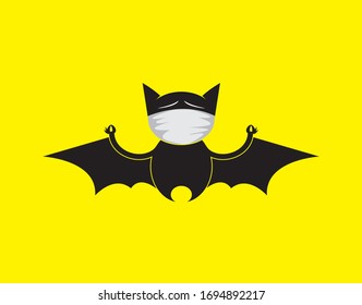 Bat use masks when meditating, suitable for Halloween icons, or animated characters