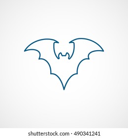 Bat Vampire Halloween Concept Blue Line Icon On White Background