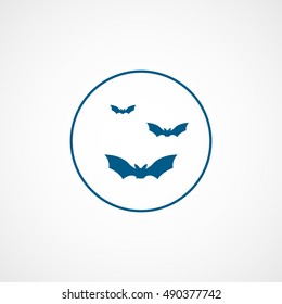Bat Vampire Halloween Concept Blue Line Icon On White Background