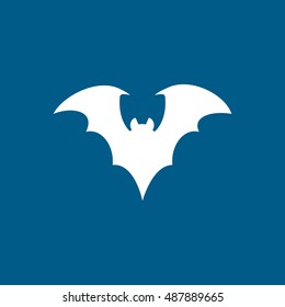 Bat Vampire Halloween Concept Flat Icon On Blue Background