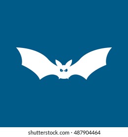 Bat Vampire Halloween Concept Flat Icon On Blue Background