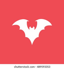 Bat Vampire Halloween Concept Flat Icon On Red Background