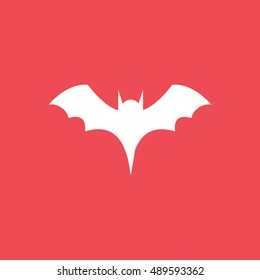 Bat Vampire Halloween Concept Flat Icon On Red Background