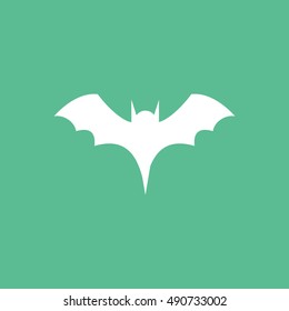 Bat Vampire Halloween Concept  Flat Icon On Green Background