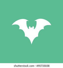 Bat Vampire Halloween Concept  Flat Icon On Green Background