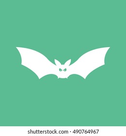 Bat Vampire Halloween Concept  Flat Icon On Green Background
