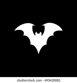 Bat Vampire Halloween Concept Flat Icon On Black Background