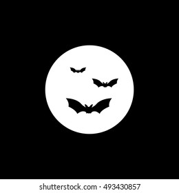 Bat Vampire Halloween Concept Flat Icon On Black Background