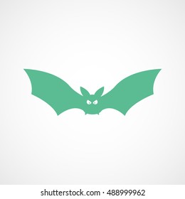Bat Vampire Halloween Concept Green Flat Icon On White Background
