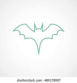 Bat Vampire Halloween Concept Green Line Icon On White Background