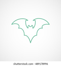 Bat Vampire Halloween Concept Green Line Icon On White Background
