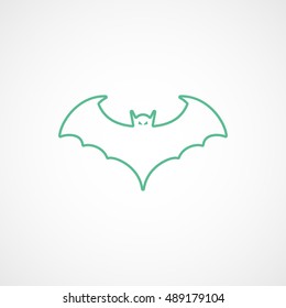 Bat Vampire Halloween Concept Green Line Icon On White Background