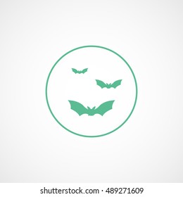 Bat Vampire Halloween Concept Green Line Icon On White Background