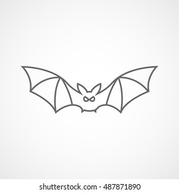 Bat Vampire Halloween Concept Line Icon On White Background