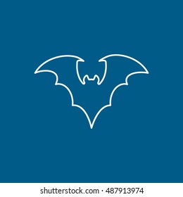 Bat Vampire Halloween Concept Line Icon On Blue Background