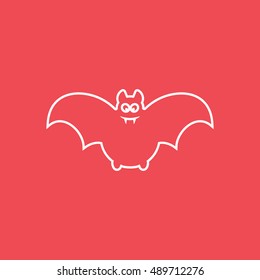Bat Vampire Halloween Concept Line Icon On Red Background