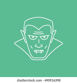 Bat Vampire Halloween Concept Line Icon On Green Background