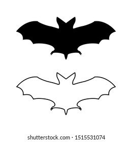 Bat Vector Black Silhouette Outline Isolated Stock Vector (Royalty Free ...