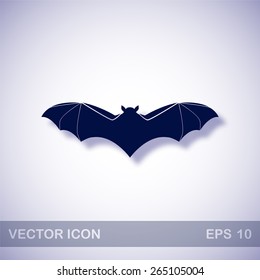 Bat vector icon - dark blue illustration with blue shadow