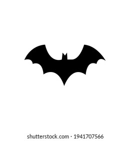 Ilustración del icono del vector del murciélago en fondo blanco.