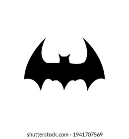 Ilustración del icono del vector del murciélago en fondo blanco.