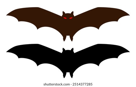 Fledermaus Vektorsymbol einzeln auf weißem Hintergrund.