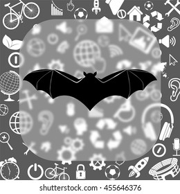 bat vector icon - matte glass button on background consisting of different icons