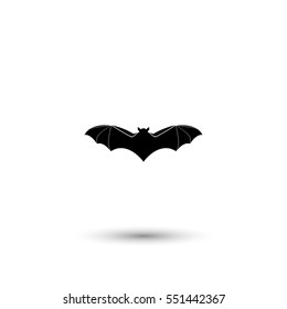 Bat vector icon with round  shadow