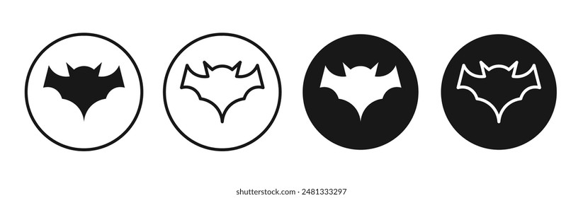 Bat vector icon set black filled and outlined style.