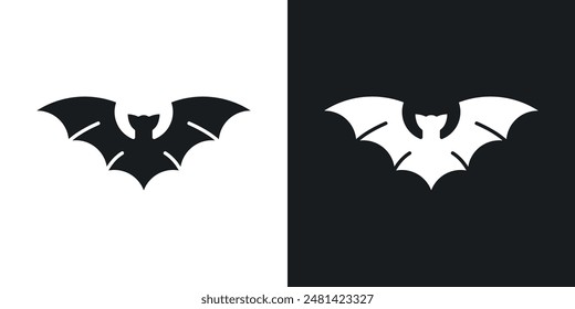 Bat vector icon set in black color.