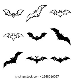 Bat vector icon set on trendy design