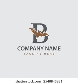 Bat Vector Illustration with Capital Letter B.bat logo design vector illustration.