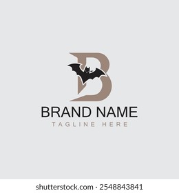 Bat Vector Illustration with Capital Letter B.bat logo design vector illustration.