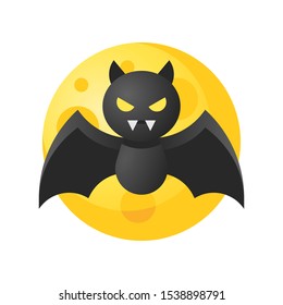 Bat vector illustration, Halloween gradient design icon