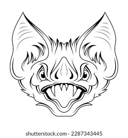 Bat. Vector illustration sketch of spooky bat animal. Halloween theme of evil flying monster