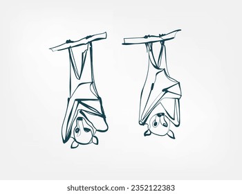 línea vector de murciélago arte animal vida silvestre simple ilustración de una línea dibujada a mano aislada