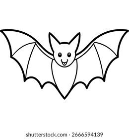 Bat vector line art on white background